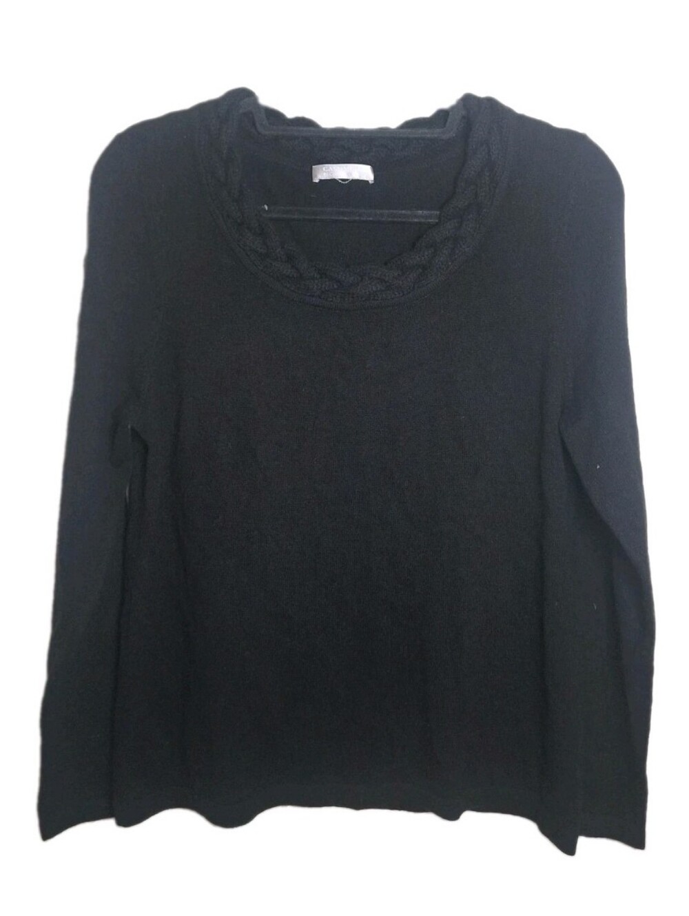 Charter Club Luxury Black Cashmere Sweater Braid Neck Wmns Size Large Estimate